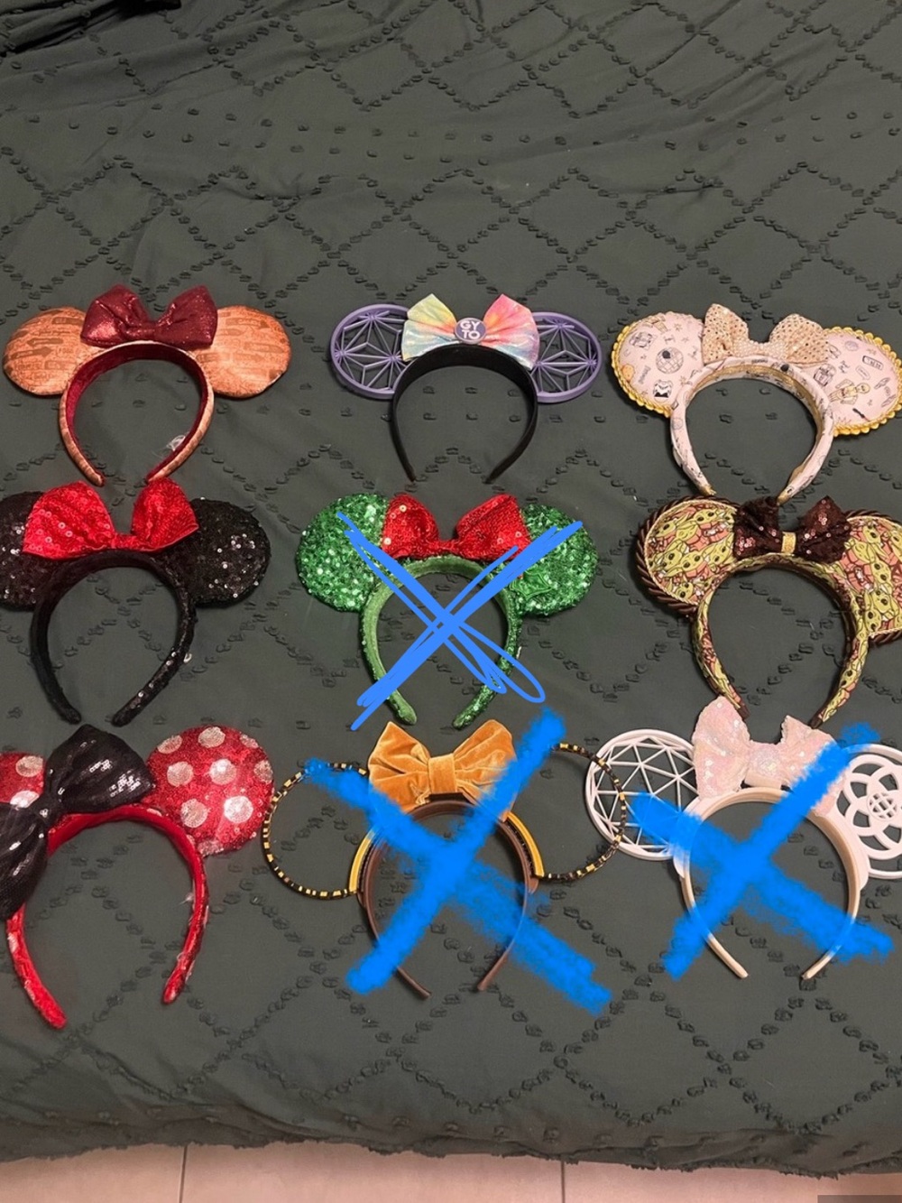 Set of 6 Decorative Mouse Ear Headbands - Assorted Colors